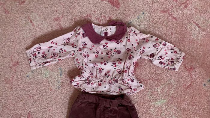 Ensemble velours pantalon et haut manches longues 3 mois - photo numéro 3