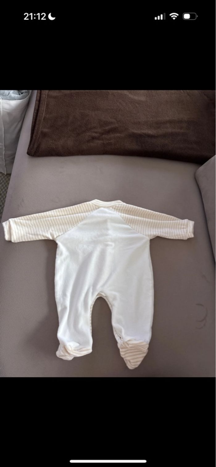 Pyjama Grenouillère Blanc et Beige - Taille 0 naissance - photo numéro 7