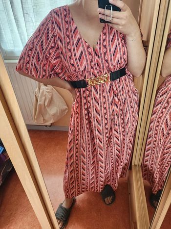Robe longue rouge/rose à motifs TU 36/44
