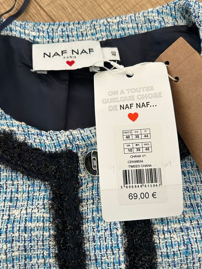 Veste bleue neuve en tweed Naf Naf taille 40 (valeur 69€) - photo numéro 10