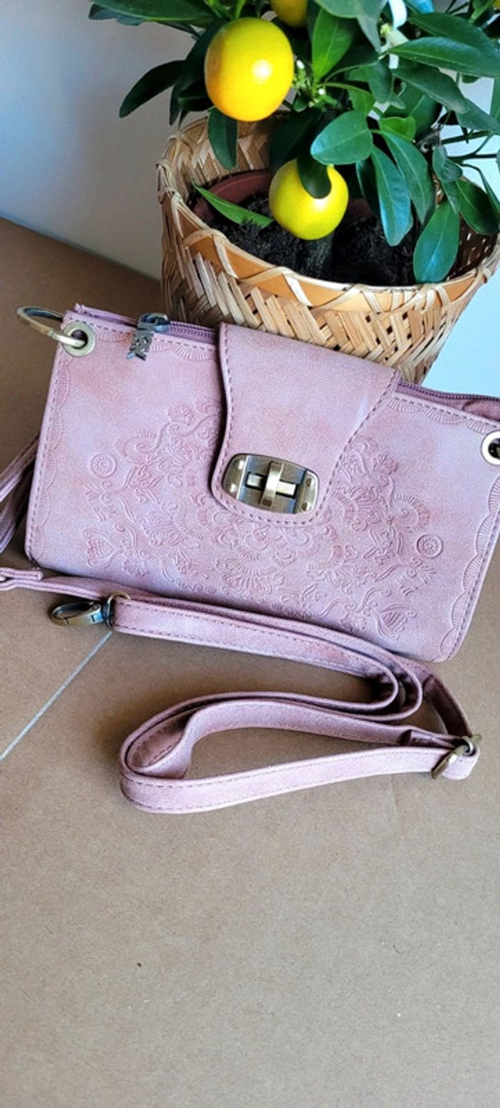 Sac à main rose poudrée tout neuf avec anse - photo numéro 2