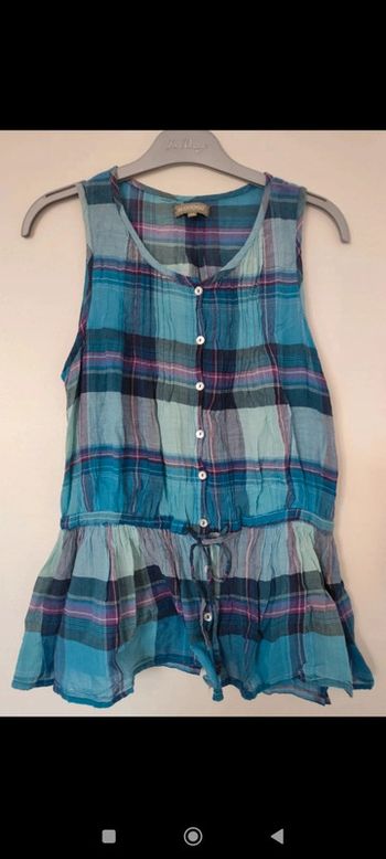 Blouse péplum bleu à carré taille 42