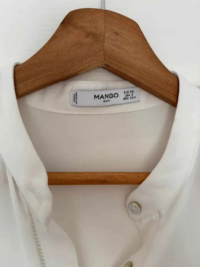 Chemisier fluide détails dentelle blanc crème Mango Taille XS - photo numéro 10