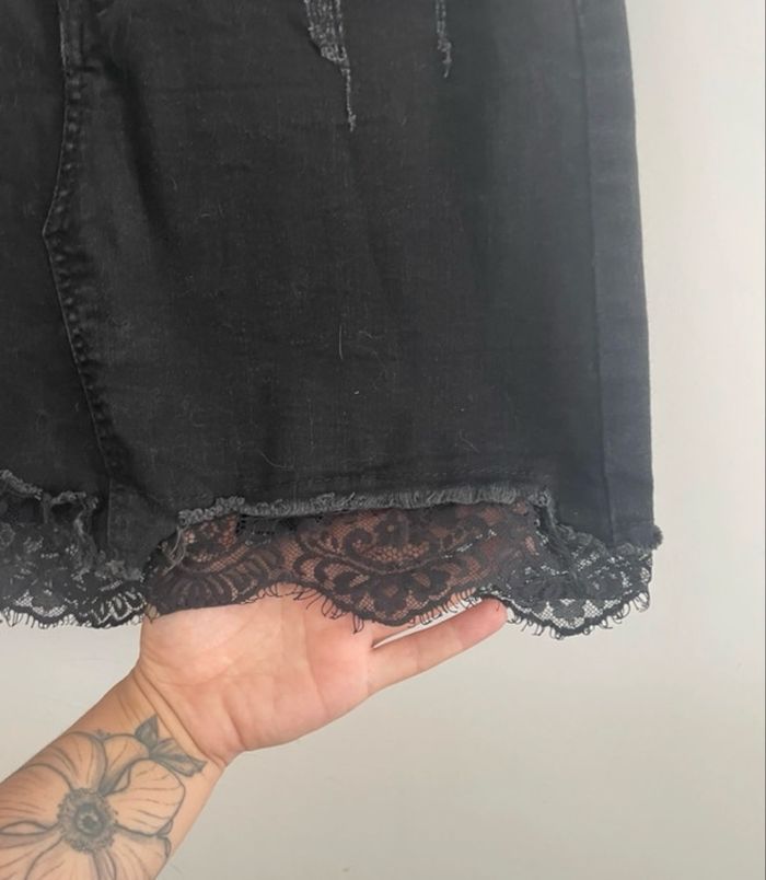 🌸Jupe noir en jeans daysie taille 38 38cm - photo numéro 3