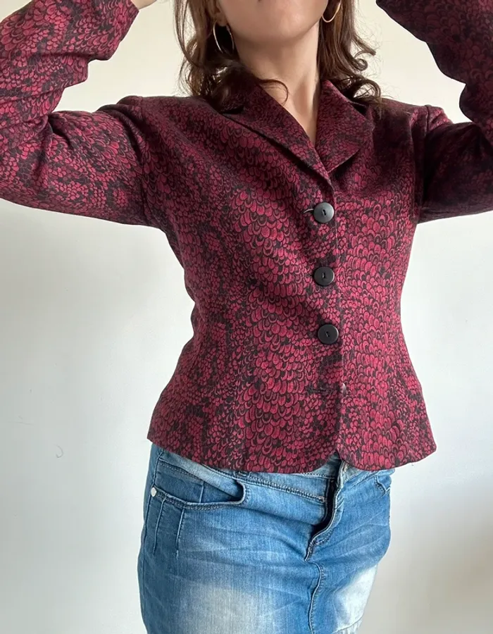 Veste blazer vintage années 80/90 rose bordeaux taille S/M - photo numéro 2