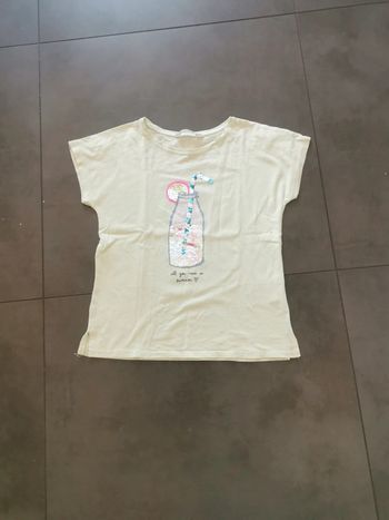 Tee-shirt vert pâle sequins boissons cerise HetM 9-10 ans