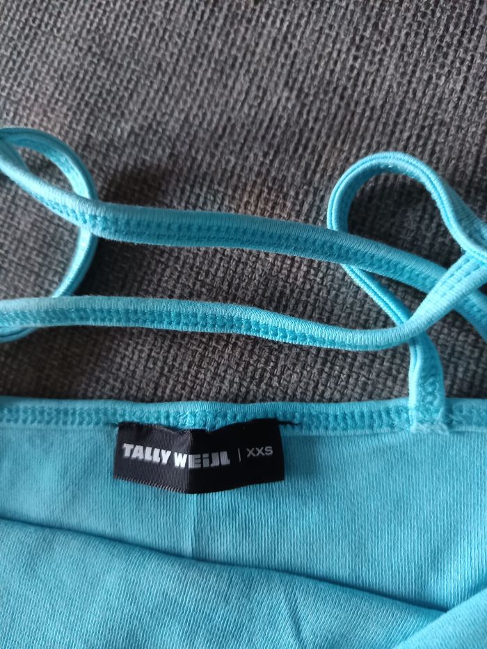 Débardeur crop-top Tally Weijl XXS turquoise très bon état - photo numéro 3
