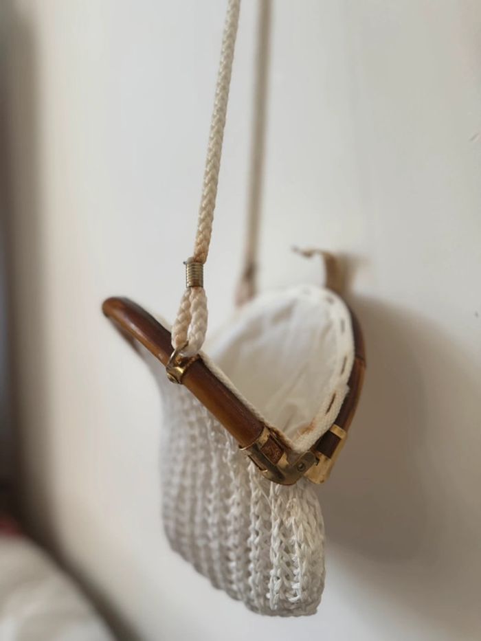 Sac blanc en rotin Vintage Authentique - photo numéro 6