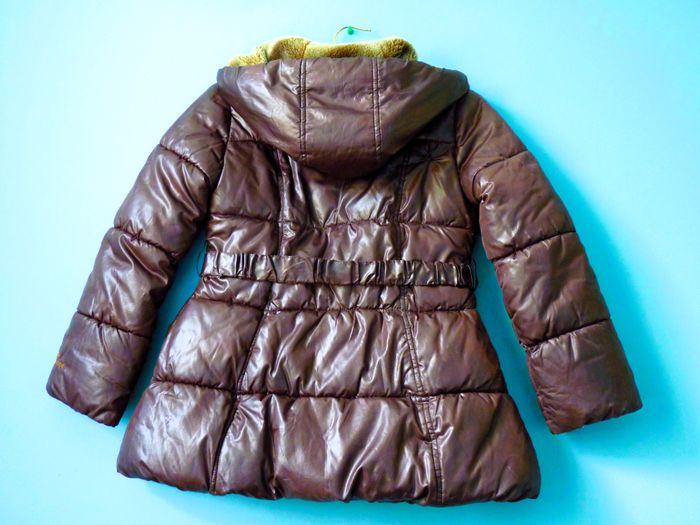 Doudoune Fille Manteau Floriane 8 ans capuche fourrure marron TBE - photo numéro 3