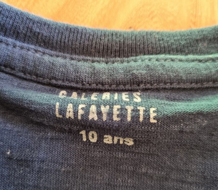 t-shirt manche longue galerie lafayette bleu à rayure taille 10ans - photo numéro 2
