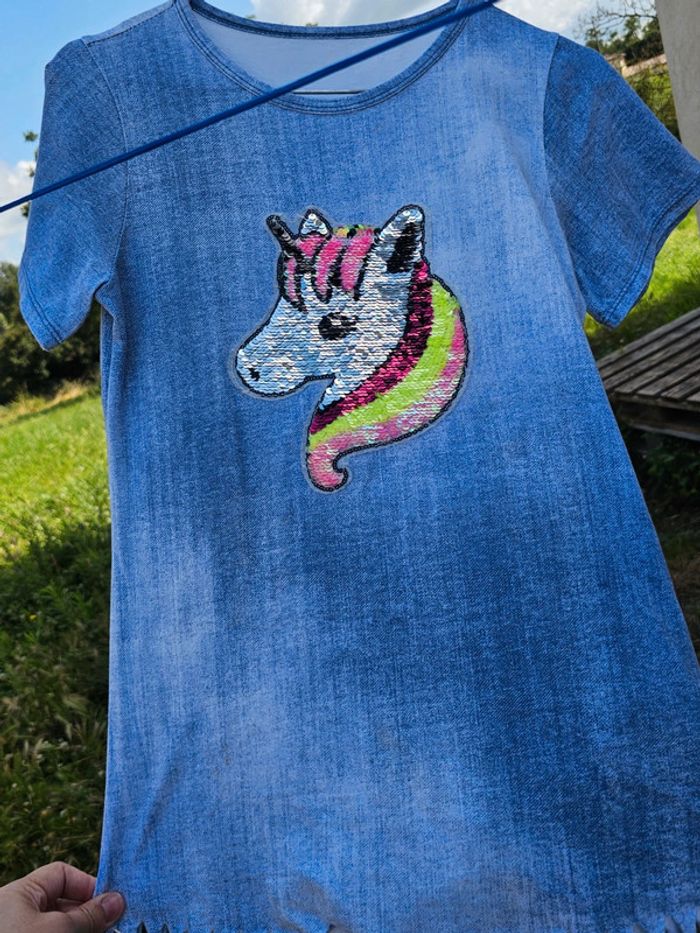 Tee-shirt à frange Licorne fille 14ans sequins - photo numéro 7