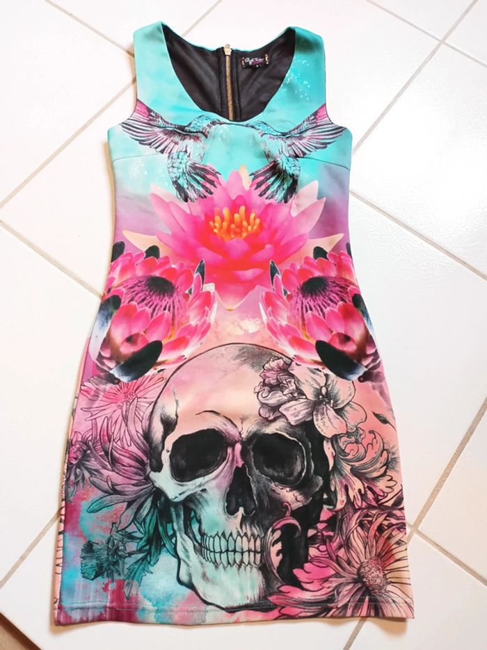 Robe femme colorée motif tête de mort - photo numéro 12
