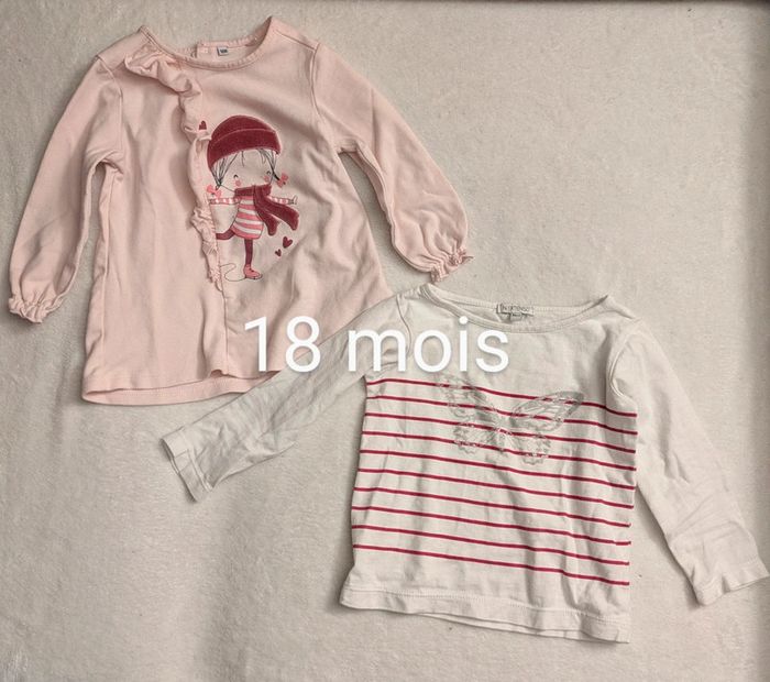 Lot 2 tee shirt manches longues 18 mois