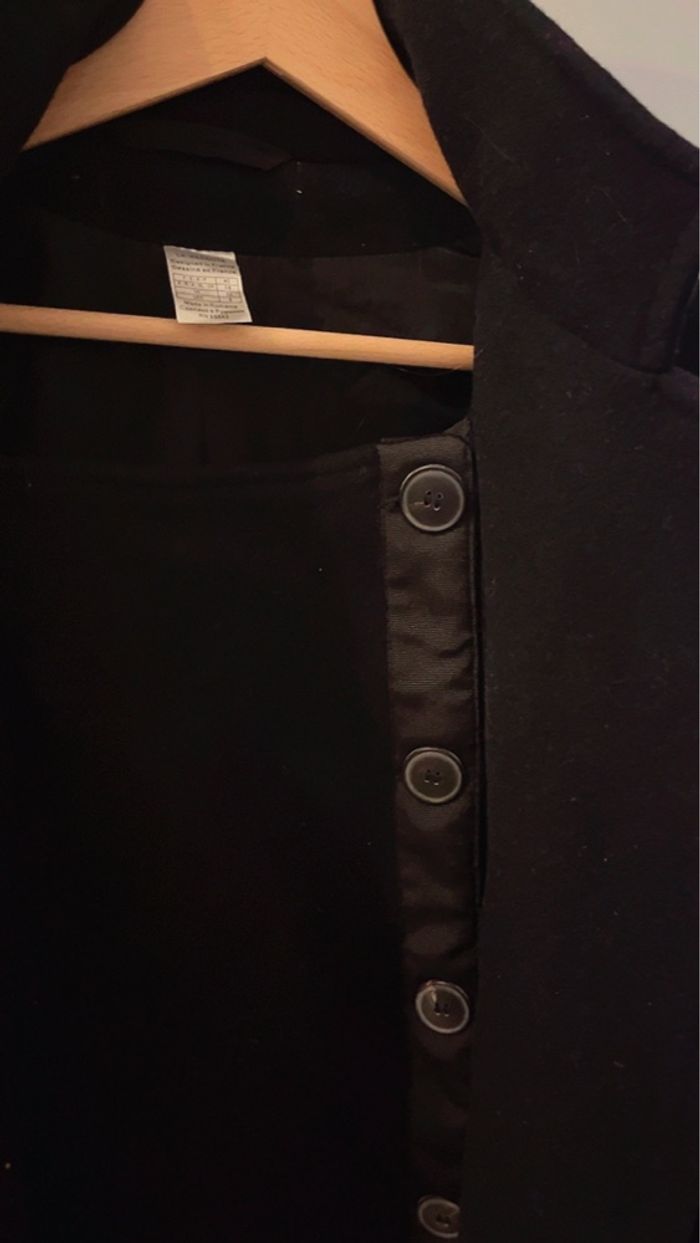 Manteau mi long noir avec ceinture - photo numéro 4