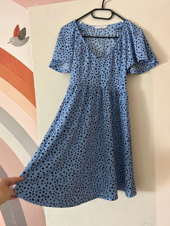 Robe bleue à pois noir taille 32 - photo numéro 2