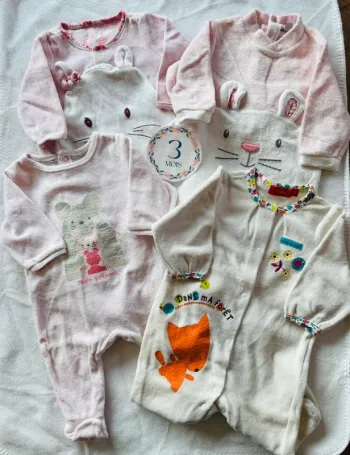 👶 Lot de 4 pyjamas bébé fille – Taille 3 mois 👶