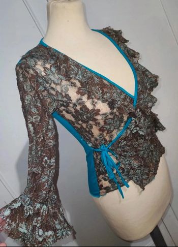 Dernier prix💎haut dentelle femme sexy coquette top cache coeur rare luxe frime paris vintage t s 36