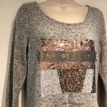 Sweat-shirt  phildar taille s gris  argenté cuivré