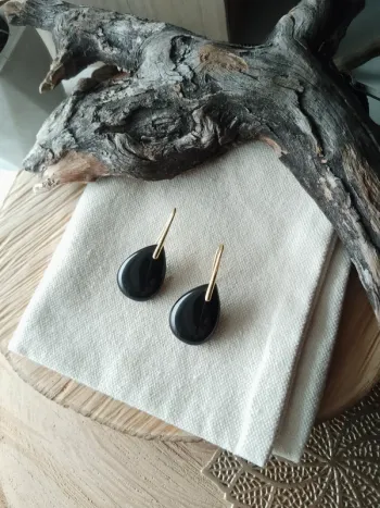 Boucles d'oreilles en pierres naturelles d'obsidienne