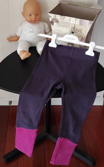 Legging fille 10 ans coton côtelé violet & fuchsia – Très bon état