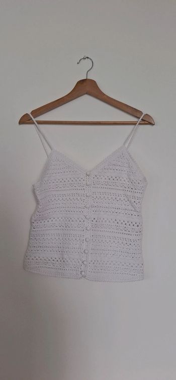 🤍 Top Francisco Sézane – Blanc crochet – Taille 36 – État neuf