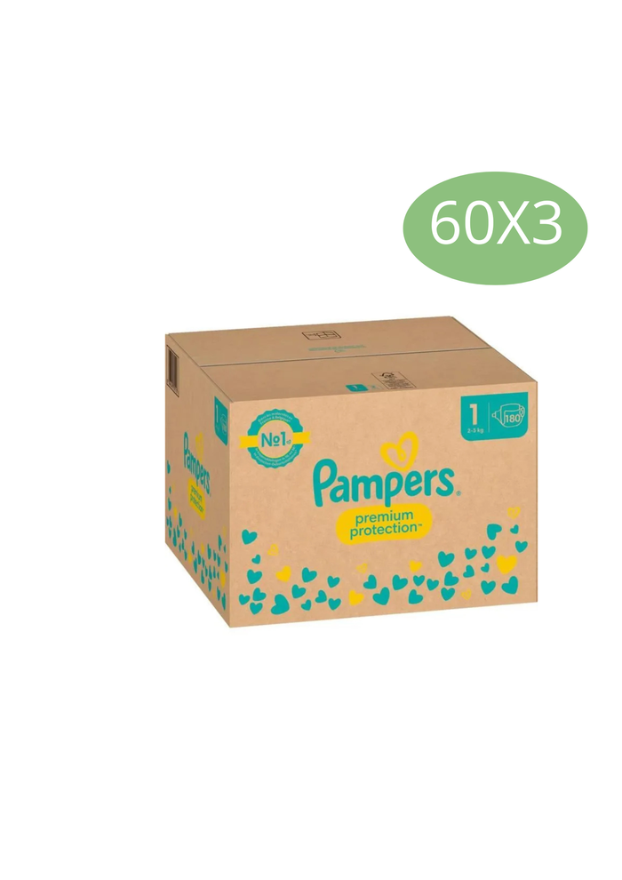Lot de 180 Pampers Premium Protection 2-5 kg Taille 1 Neuf