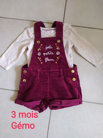Ensemble salopette et tee-shirt 3 mois Gémo