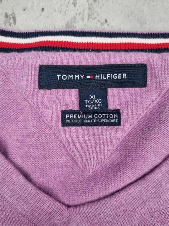 Pull col V Tommy Hilfiger mauve, XL Hommes - photo numéro 4