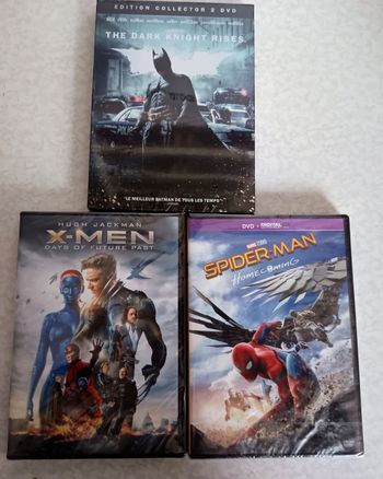 Lot de 3 DVD Neuf Scellé X-Men ,Spiderman Homecoming et The Dark Knight rises