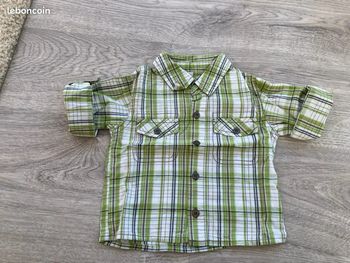 Chemise ou chemisette type bucheron verte garçon - 6 mois