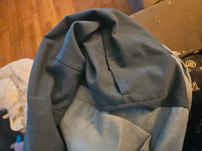Veste / Blouson cousu main, style daim, bleu clair, taille M/L - photo numéro 18