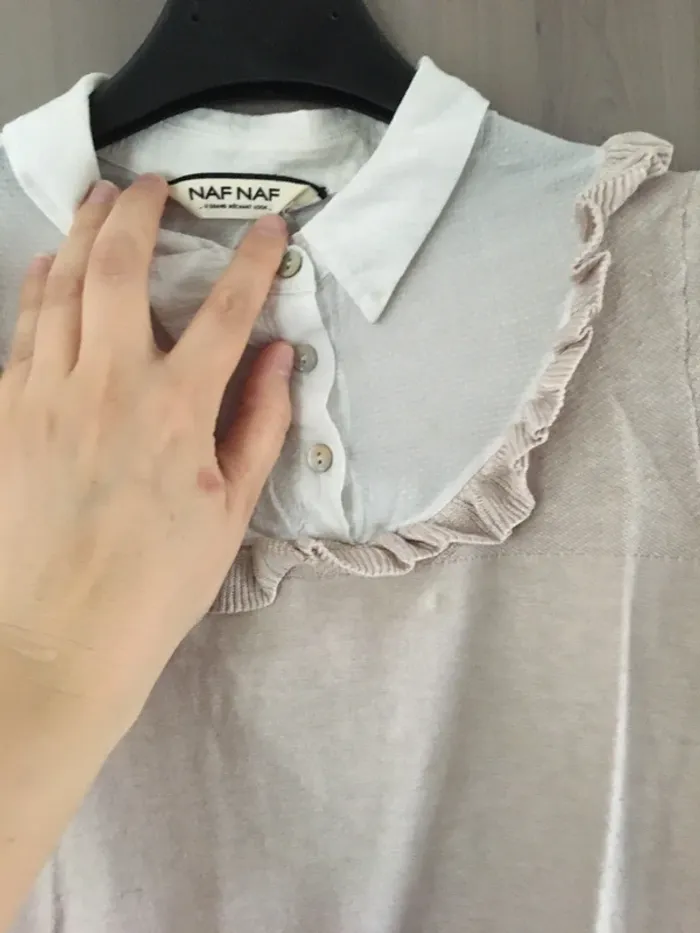 Pull chemisier Naf naf T.36 beige - photo numéro 3