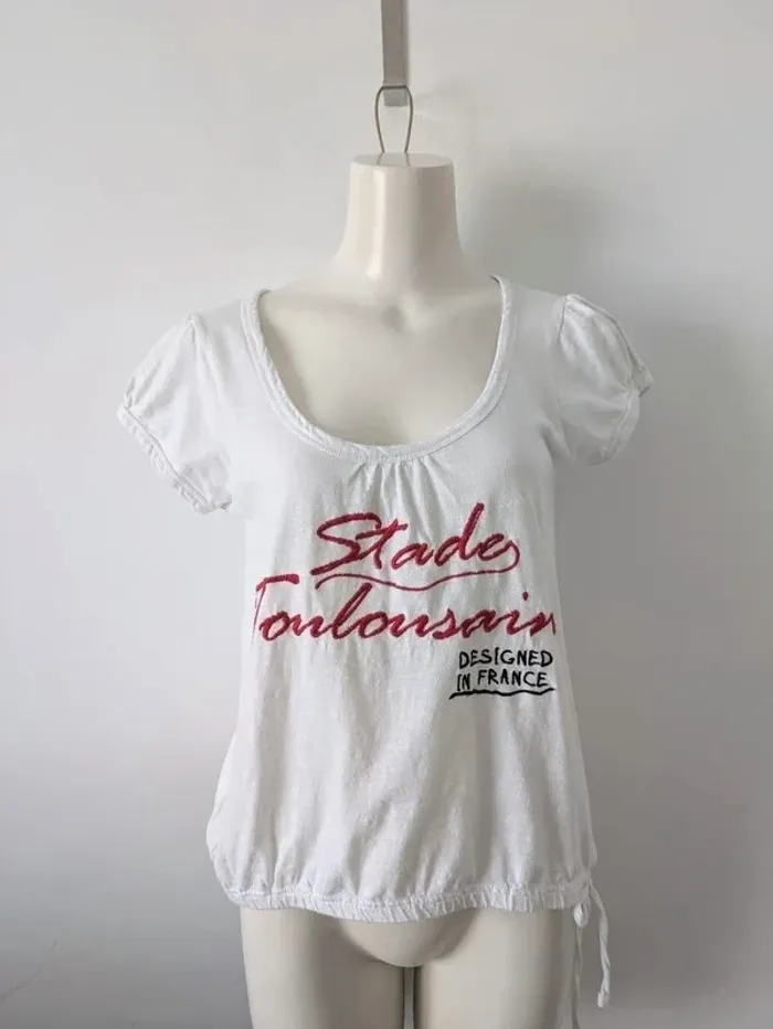 T-shirt d'été blanc brodé  - Stade Toulousain - taille M