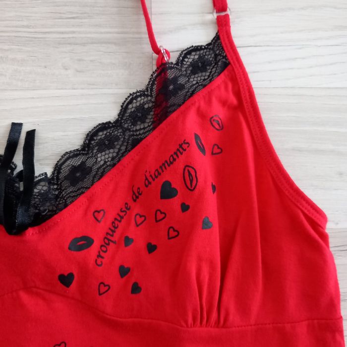 Chemise de nuit rouge à bretelles Lilou Secret taille 38 - photo numéro 3