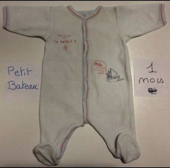 Pyjama Petit Bateau blanc et bleu clair