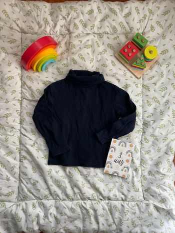 sous pull col roulé bleu marine okaidi 3 ans