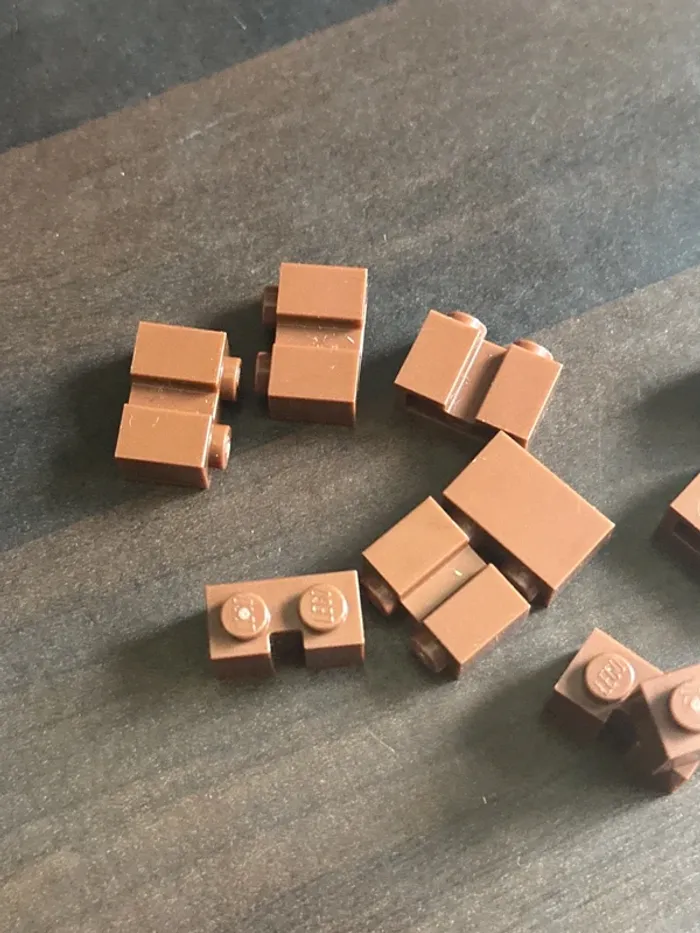 10 Brick Lego, Modified 1 x 2 with Channel ref 4216 Reddish Brown - photo numéro 3
