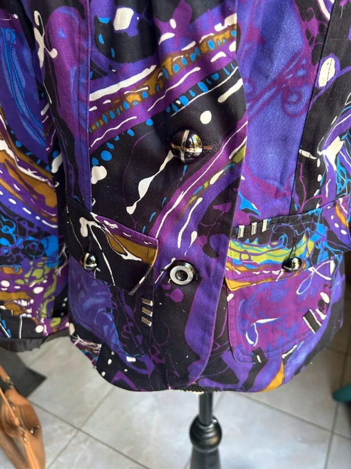 Veste blazer coloré - violet en coton taille 36 - style desigual - photo numéro 3