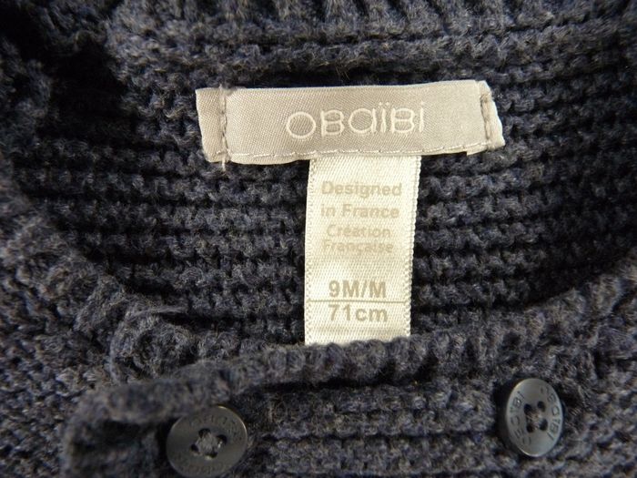 Gilet cardigan tricot bleu Obaïbi 9 mois 71 cm fille - photo numéro 2