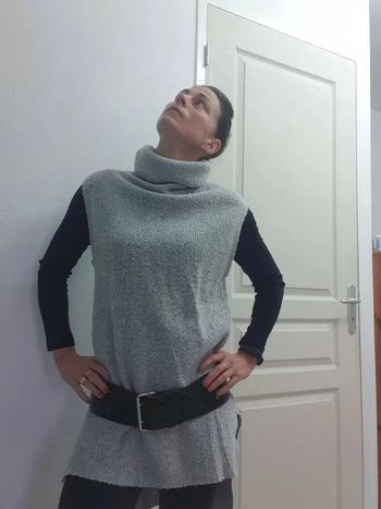 Robe pull hiver chaud gris col roulé taille M ou 38-40