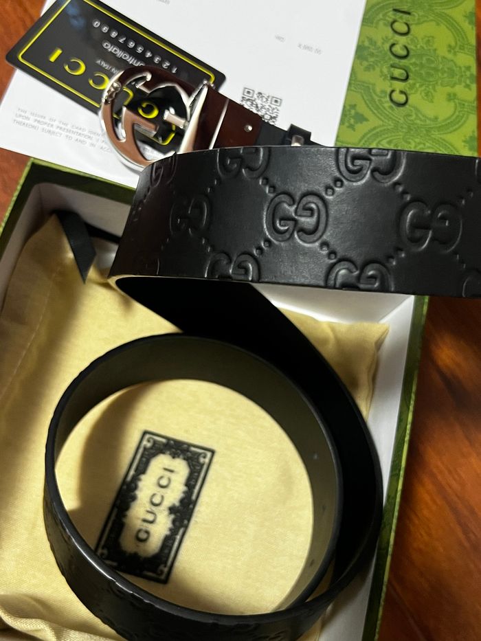 Ceinture homme Gucci GG à boucle argentée - photo numéro 3