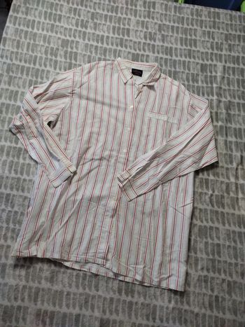 Chemise manches longues rayure rouge gris Peter Austin taille xl