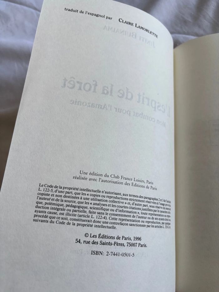 Livre L’Esprit de la forêt – Témoignage Amazonie – France Loisirs – Écologie et spiritualité - photo numéro 10