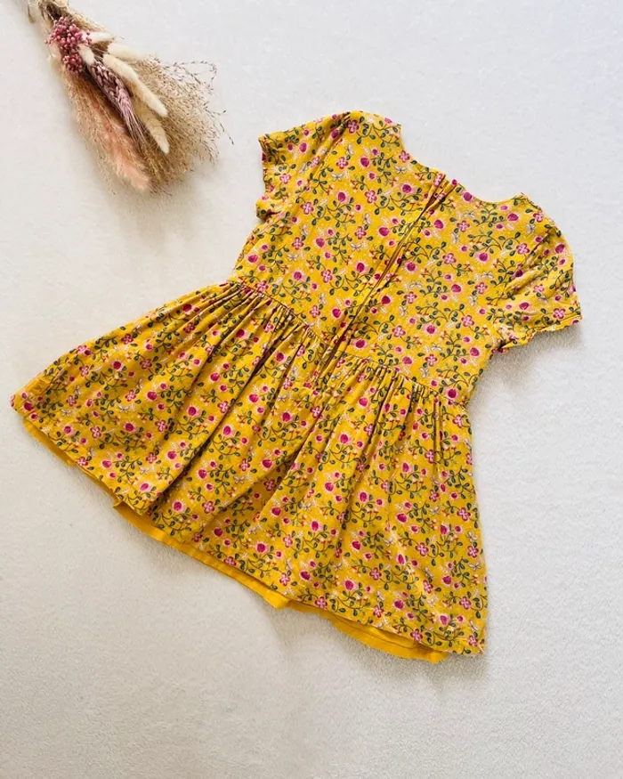 Robe manche courte moutarde fleurie 3 ans - Sergent Major - photo numéro 5
