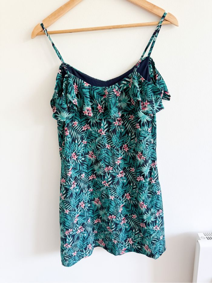 Robe été épaules dénudée vert à motifs floraux kiabi taille 38 M - photo numéro 4