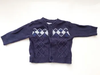 Gilet Absorba jacquard moderne bleu marine  bébé 9 mois 71 cm, idéal demi-saison, moderne