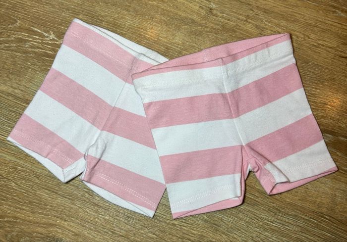Lot de 2 shorts cyclistes à rayures rose et blanc / - photo numéro 1