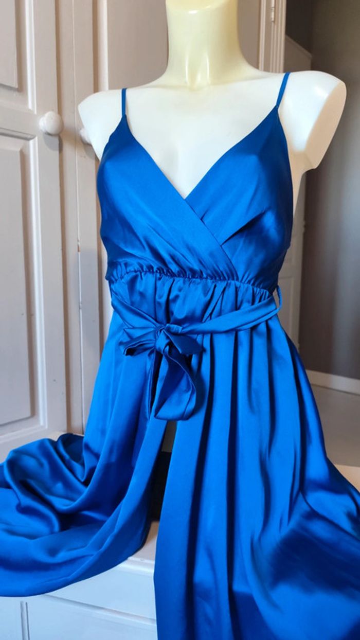 Robe de soirée satin bleu royal T36 - photo numéro 3