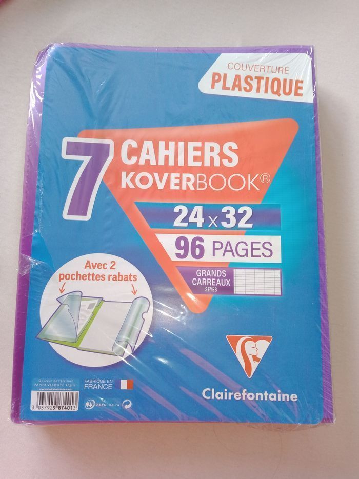 Cahiers Clairefontaine Grand Carreaux – Lot De 3, 96 Pages, Format 24x32 Cm, Papier Velouté 90g, Fabriqué En France