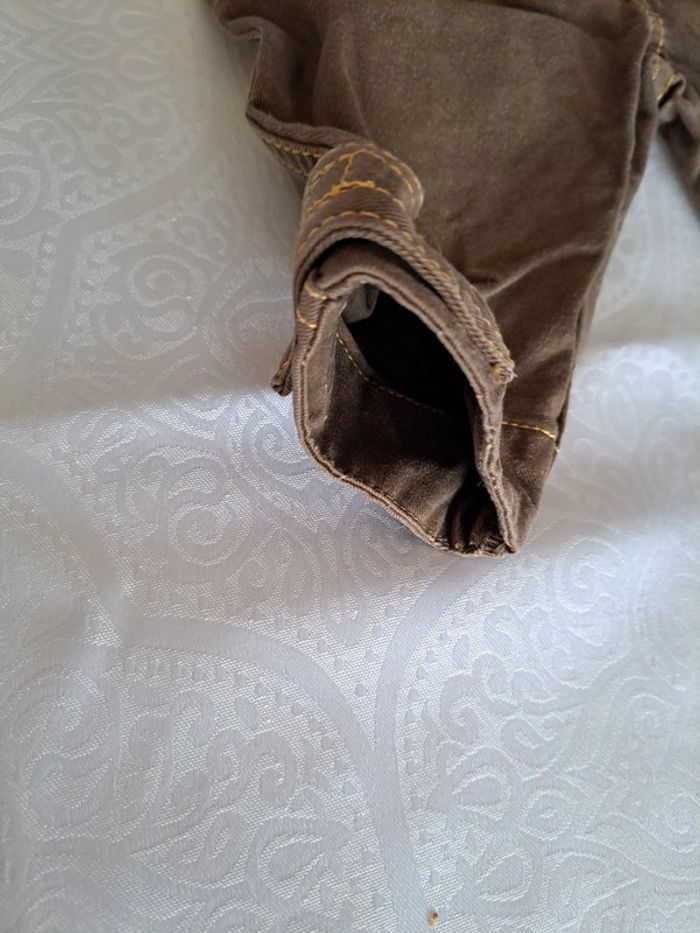 Joli pantalon marron et jaune 6 mois 100% coton - photo numéro 6